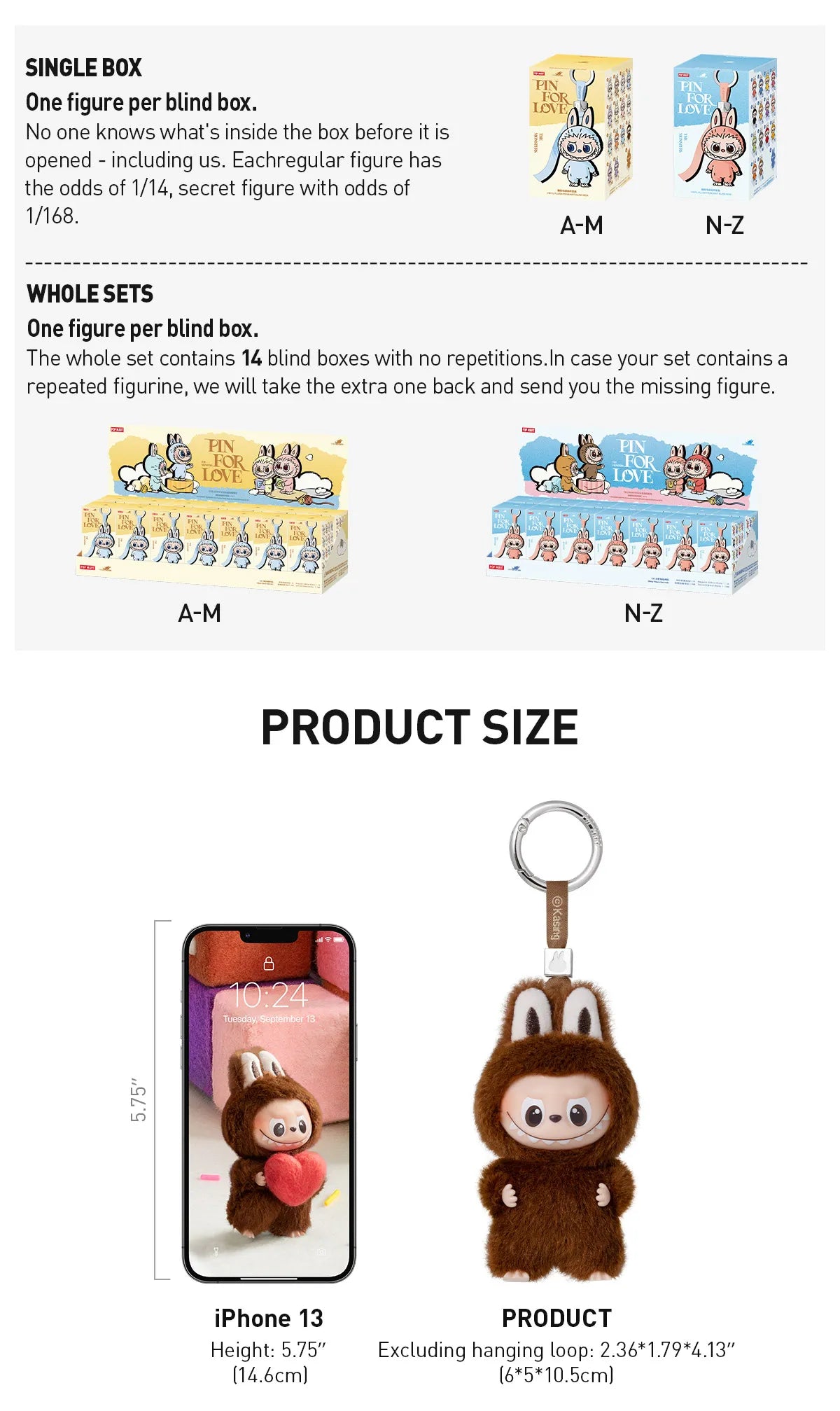 Popmart LABUBU Pin For Love The Monsters series  (N-Z)